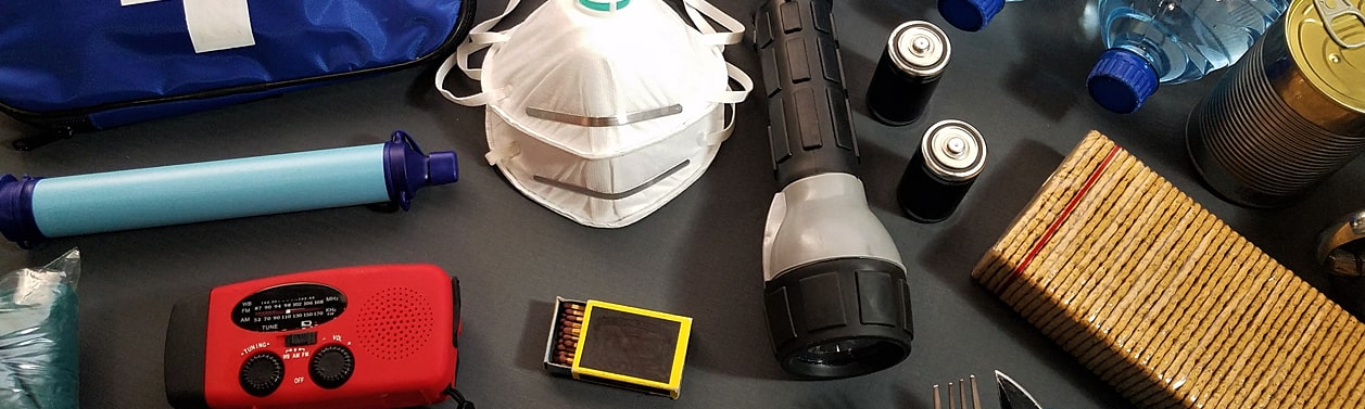 Emergency kit items.
